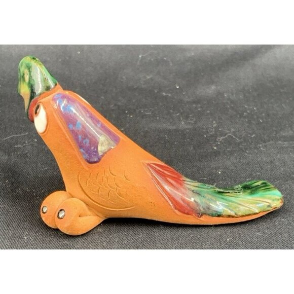 Parrot Bird Terracotta Sculpture Figurine 4.5" Costa Rica Hand Crafted - Picture 3 of 8